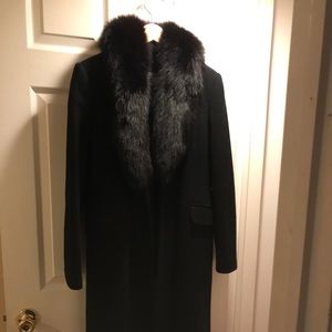 Fox fur collar coat